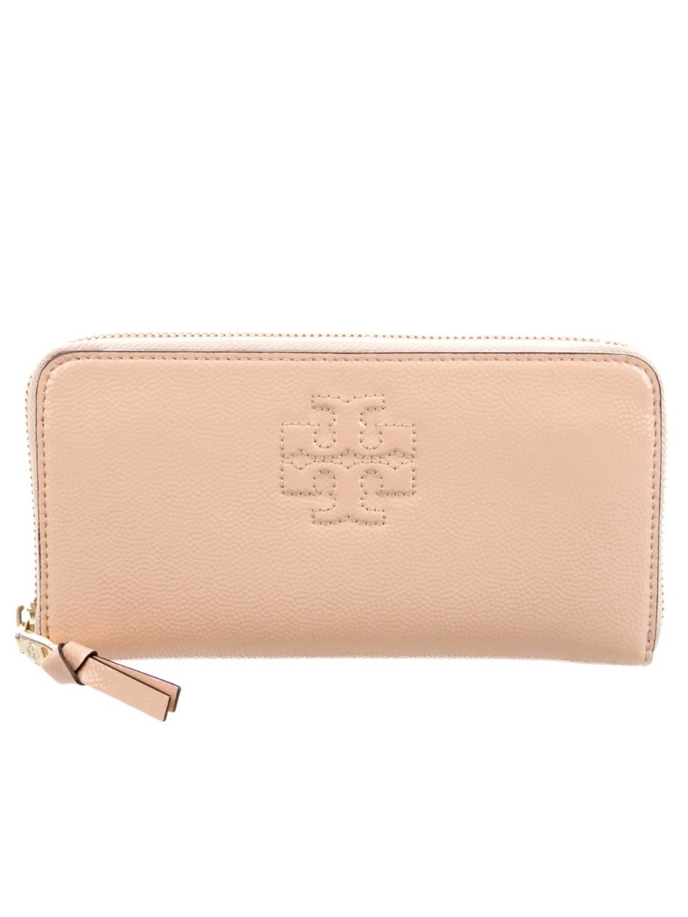 TORY BURCH PINK BLUSH PEBBLED LEATHER ZIP CONTINENTAL WALLET 🌟EUC🌟